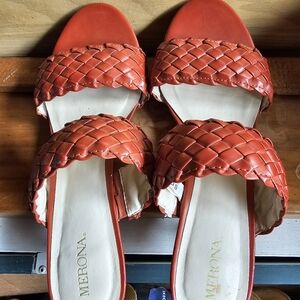 Merona heal sandals, coral in color